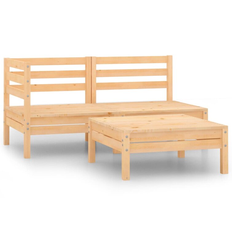 Marlow Home Co. Chimel Solid Wood 2 - Person Seating Group | Wayfair.co.uk